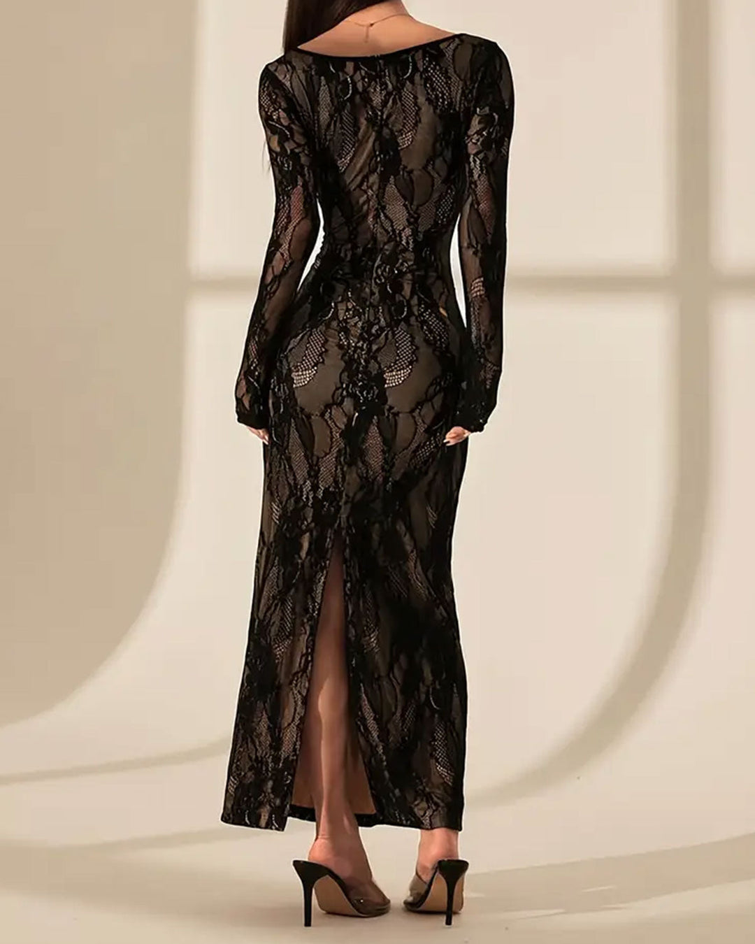 SALE | Black Lace See Through Bodycon Maxi Dress