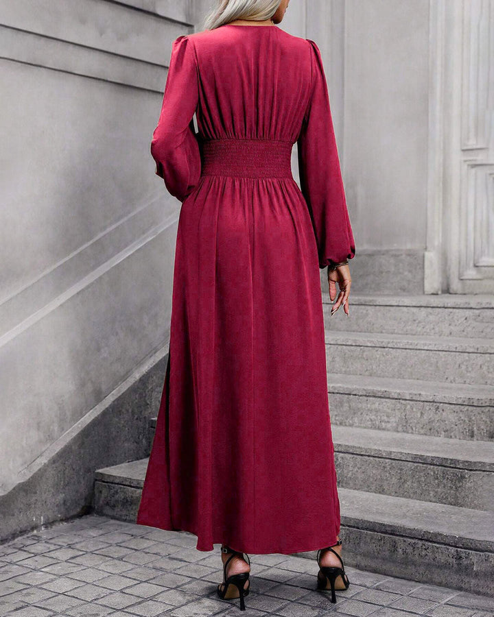 SALE | Wine Red Bishop Sleeve Maxi Dress