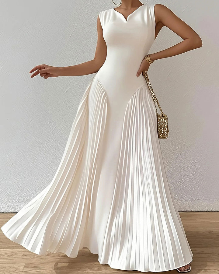 SALE | White V Neck Sleeveless Maxi Dress