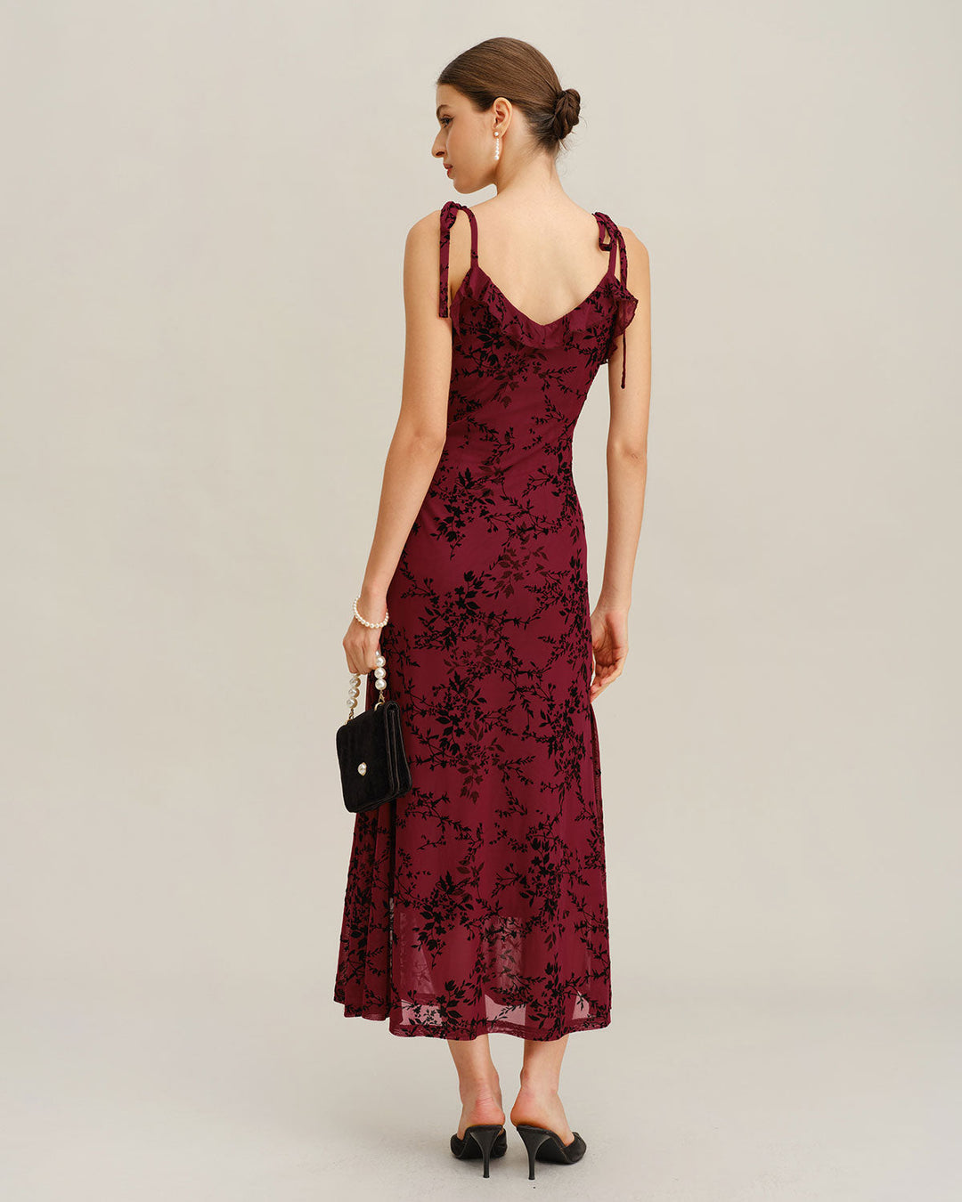 SALE | Red Floral Ruffle Slip Midi Dress