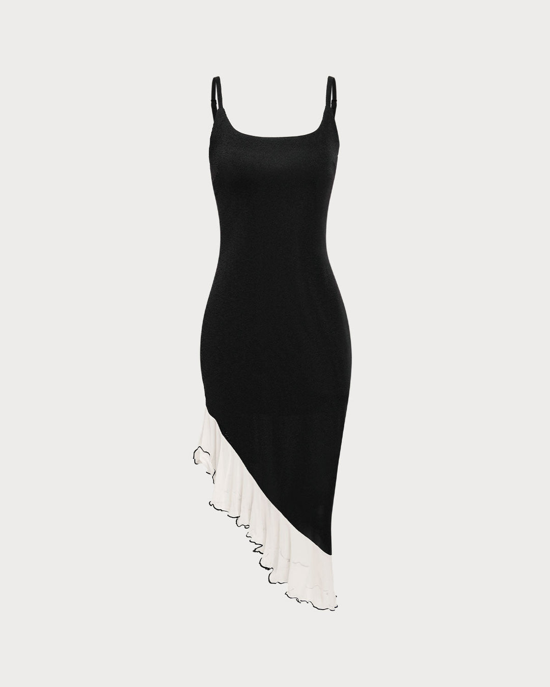 SALE | Black Contrasting High-Low Midi Dress