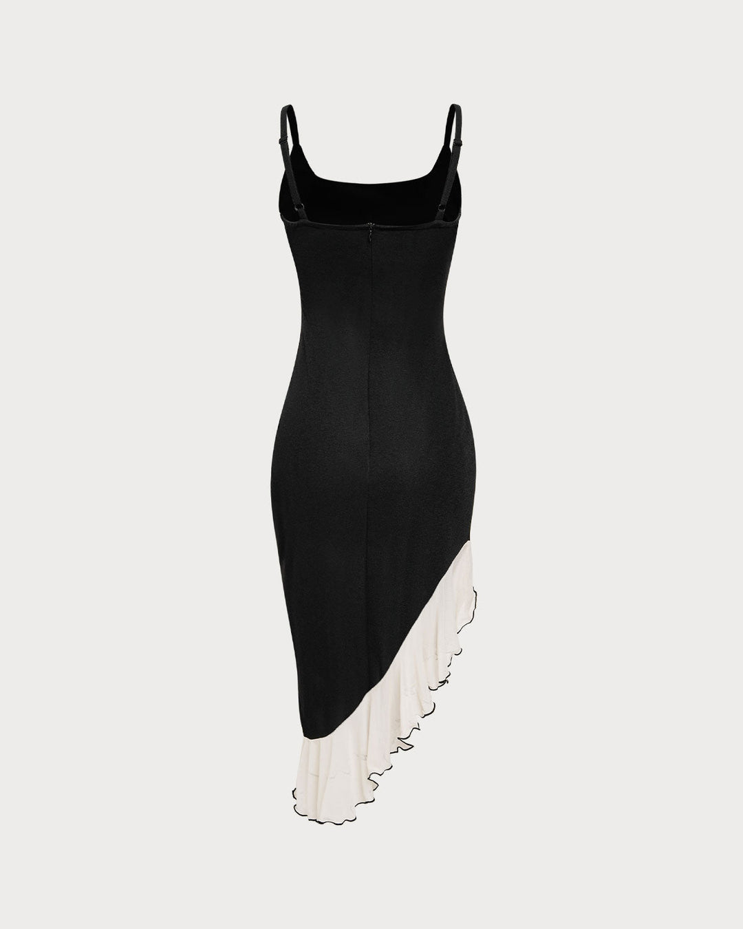 SALE | Black Contrasting High-Low Midi Dress