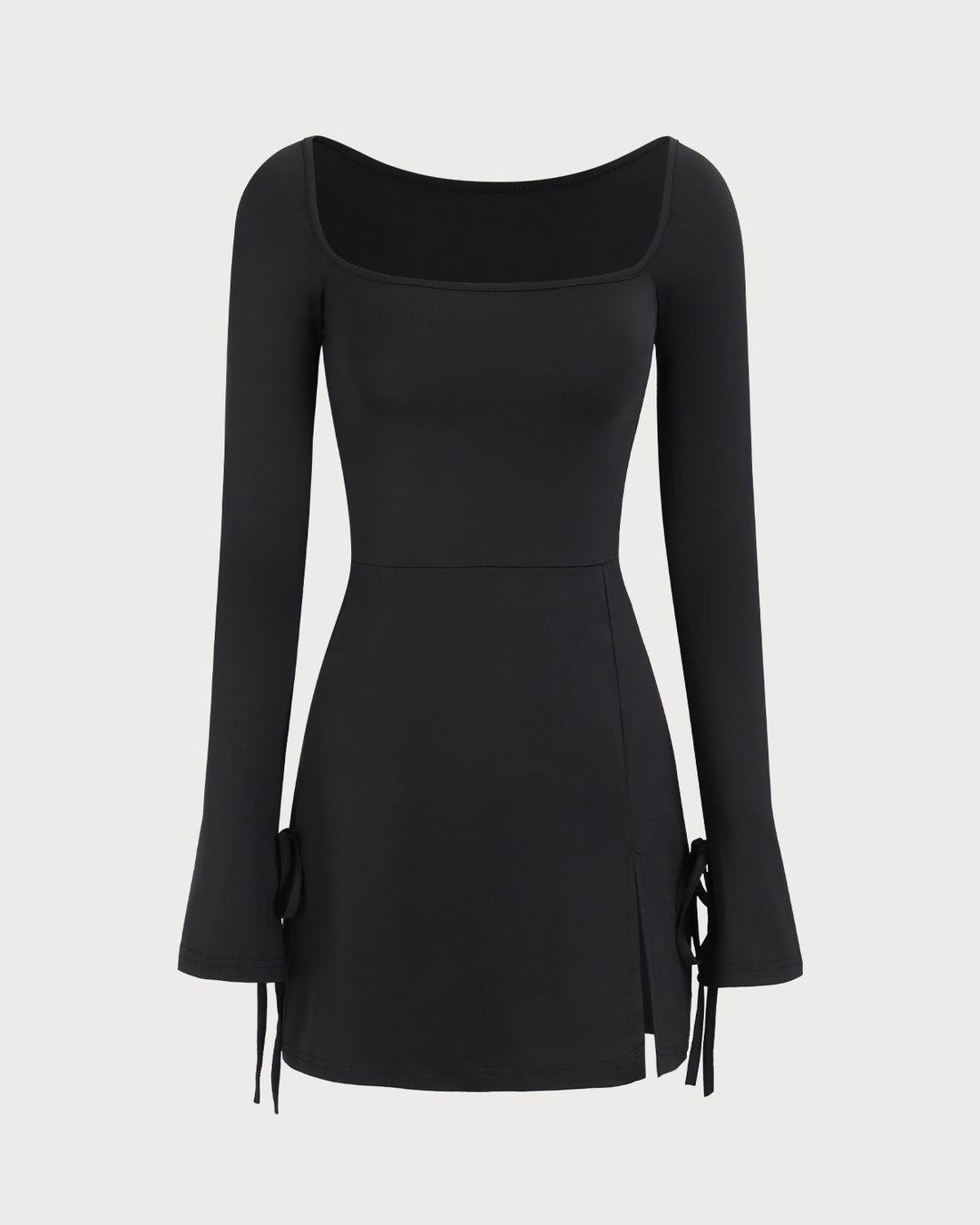 SALE | Black Women's Long Sleeve Mini Dress with Square Neck