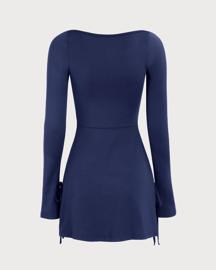 SALE | Navy Square Neck A-Line Mini Dress