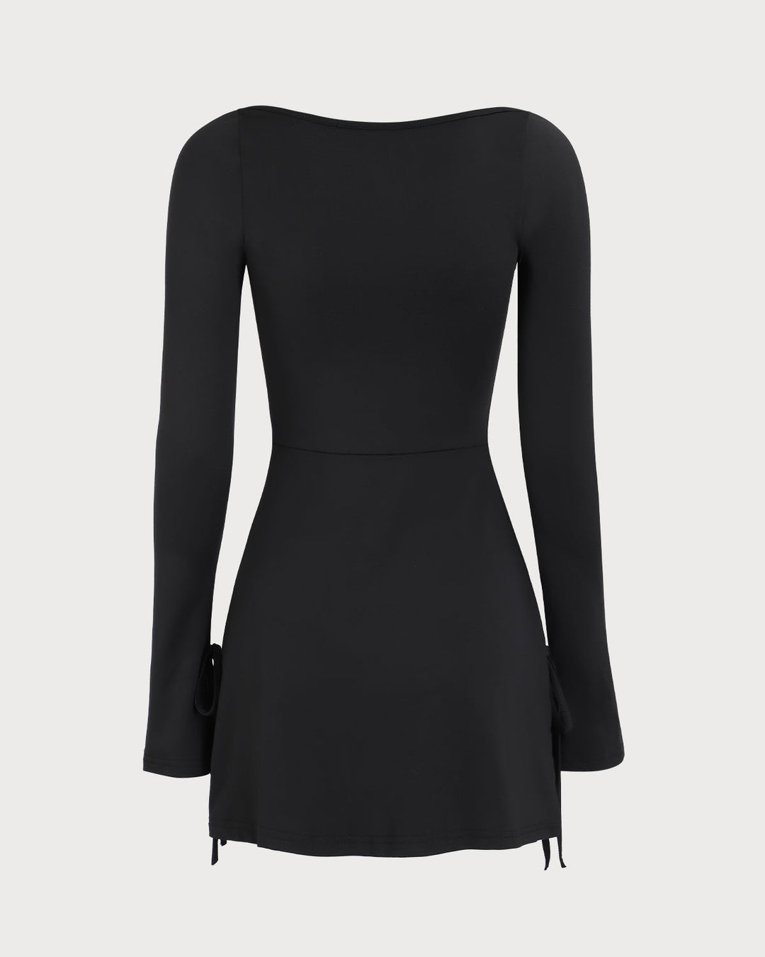 SALE | Black Women's Long Sleeve Mini Dress with Square Neck