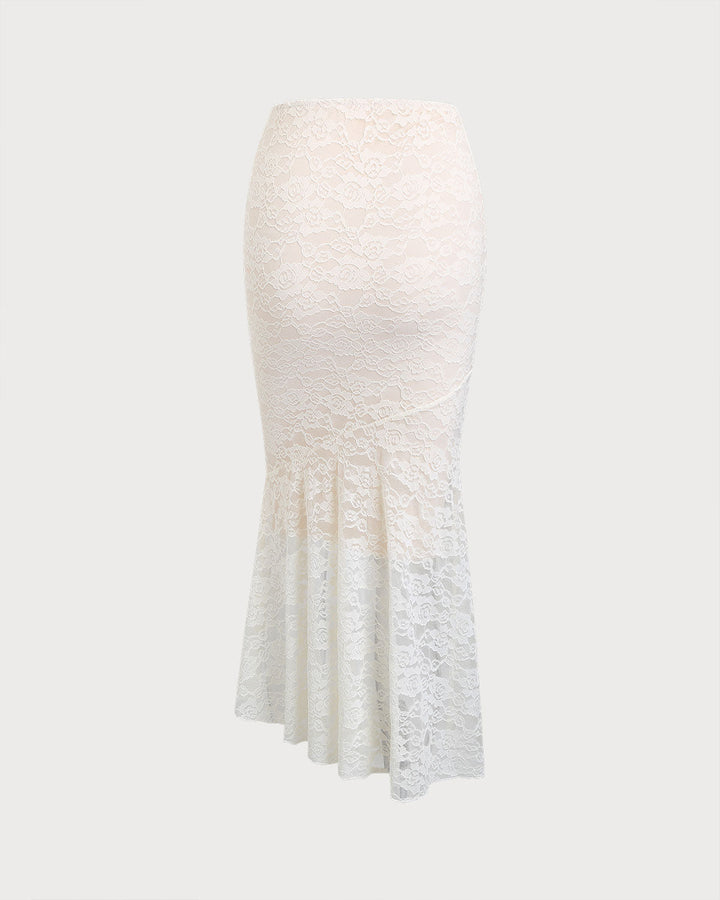 SALE | Apricot Elastic Waist High-Low Mermaid Skirt