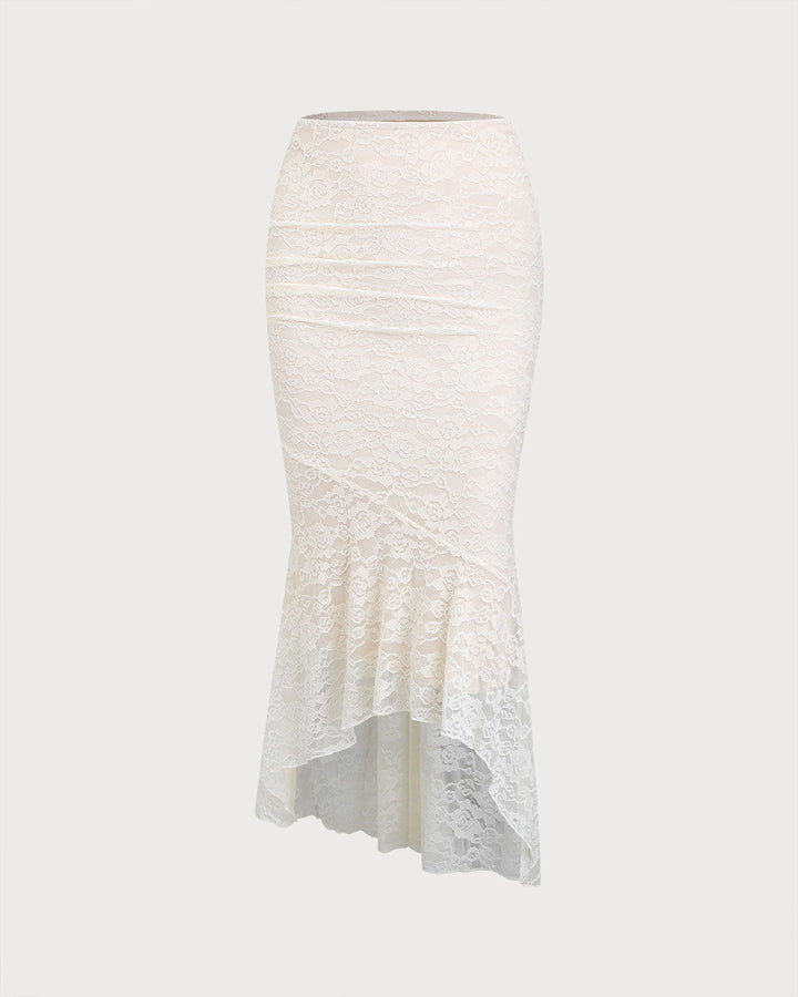 SALE | Apricot Elastic Waist High-Low Mermaid Skirt