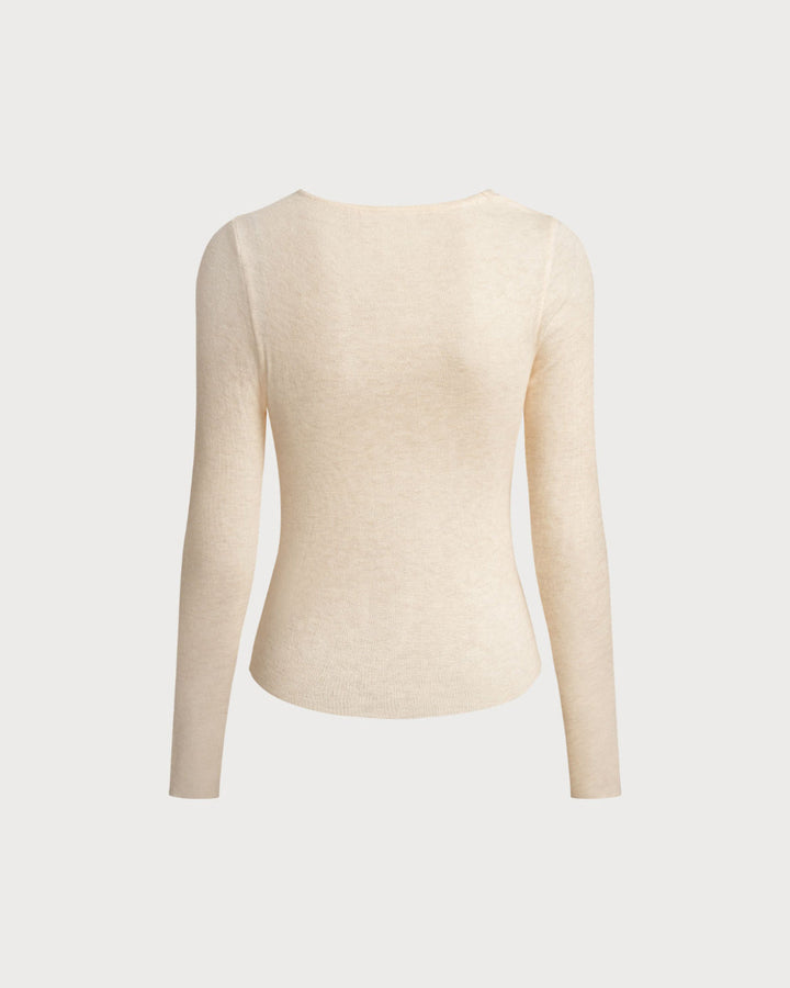 SALE | Slim T-shirt with a turtleneck in apricot fabric with ruching for an elegant and comfortable look
