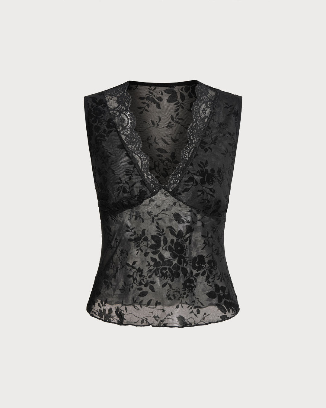 SALE | Black Lace V Neck Tank Top