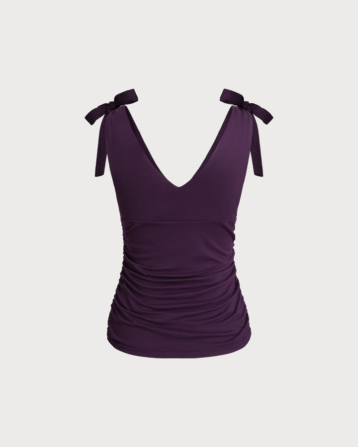 SALE | Purple V-Neck Tie Strap Tank Top