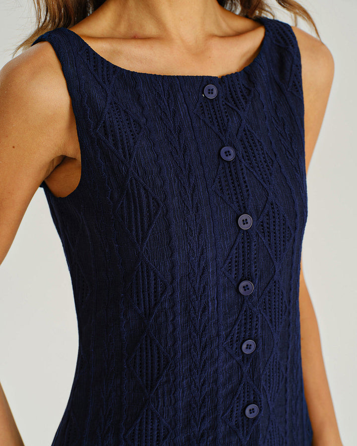 SALE | Navy Jacquard Tank Top