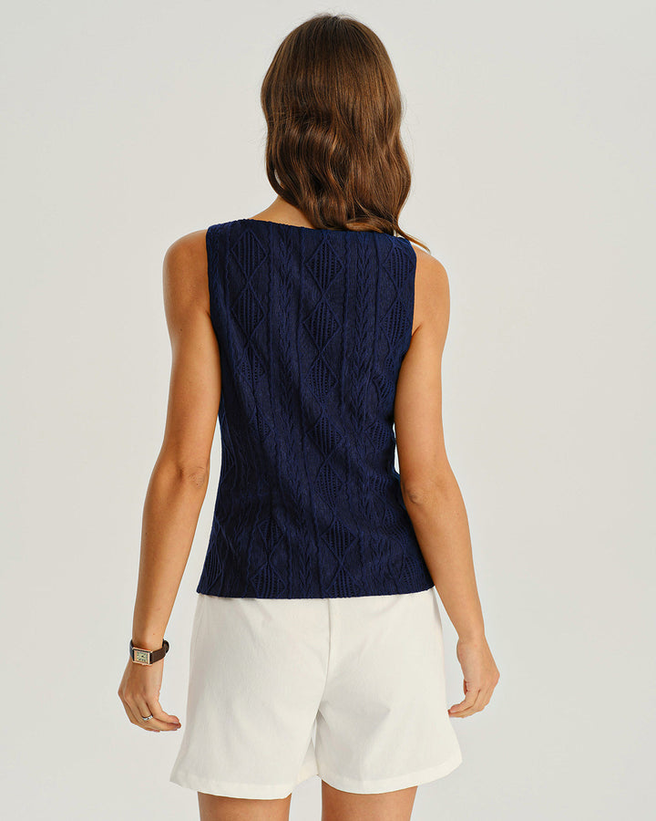SALE | Navy Jacquard Tank Top