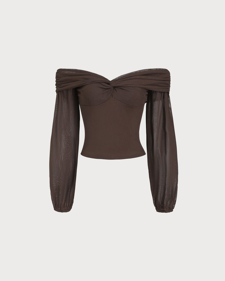 SALE | Coffee Off The Shoulder Twist Tee