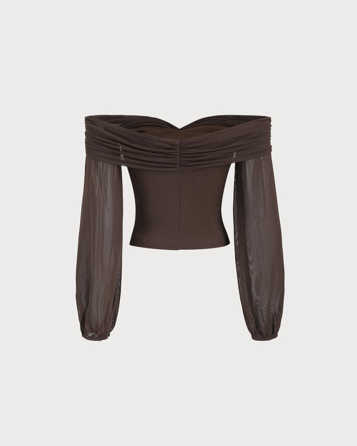 SALE | Coffee Off The Shoulder Twist Tee