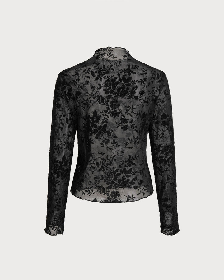 SALE | Black Floral See-through Tee