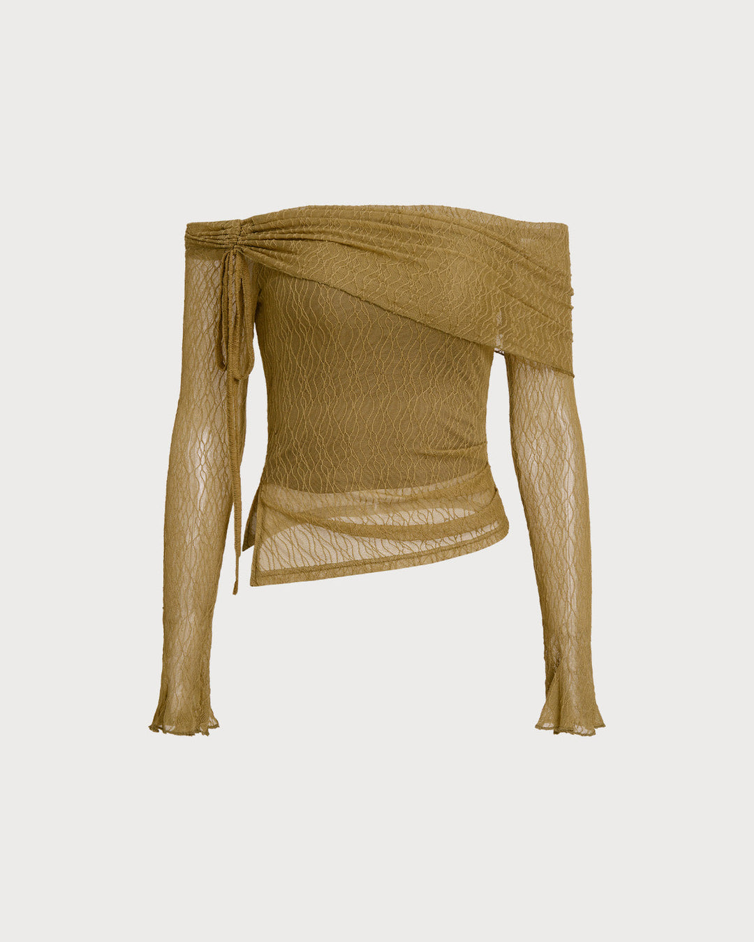 SALE | Green off-shoulder bell sleeve t-shirt for a stylish look