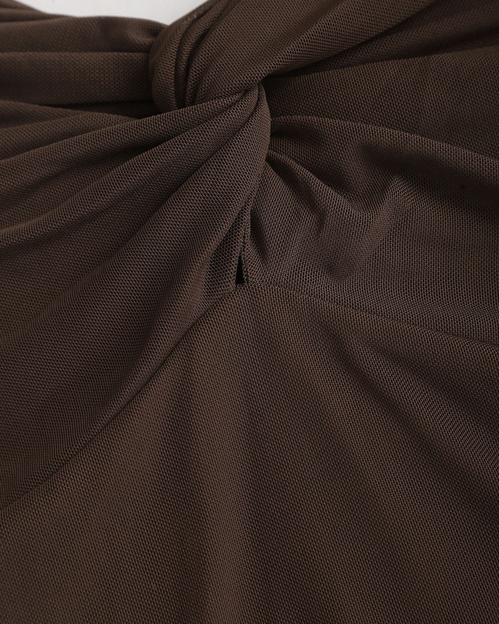SALE | Coffee Off The Shoulder Twist Tee
