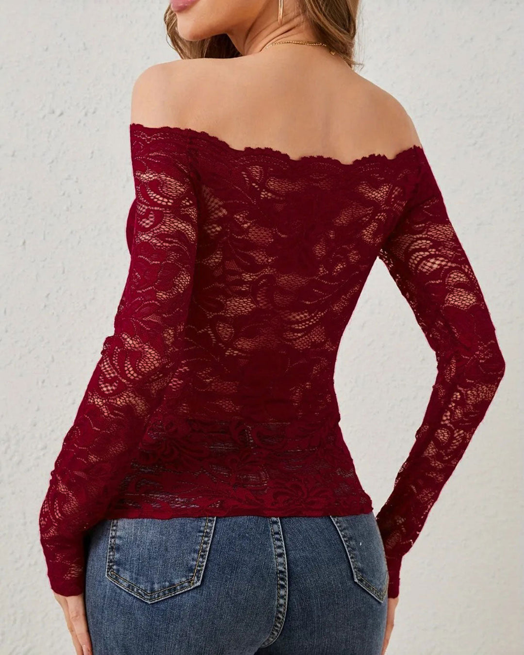 SALE | Red Floral Off The Shoulder Slim Tee