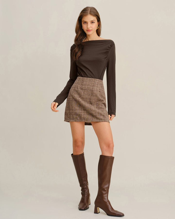 SALE | Coffee Ruched Knit Tee