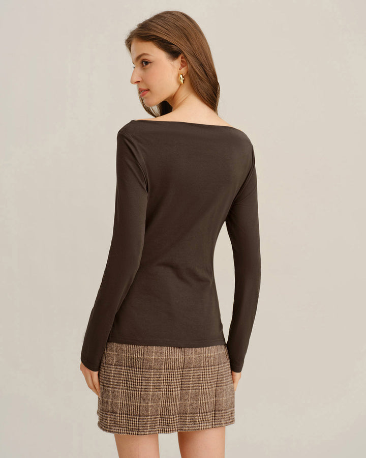 SALE | Coffee Ruched Knit Tee