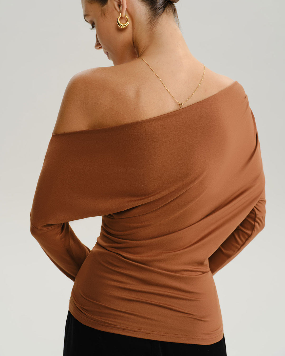 SALE | Brown Asymmetrical Batwing Sleeve Tee