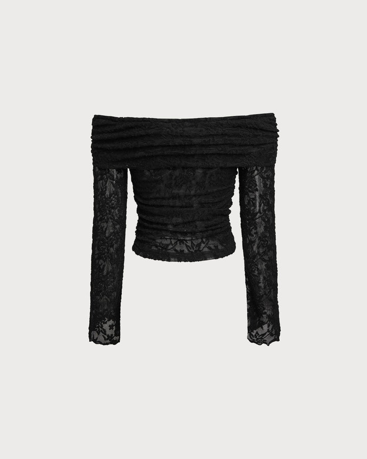 SALE | Black Lace Off The Shoulder Tee