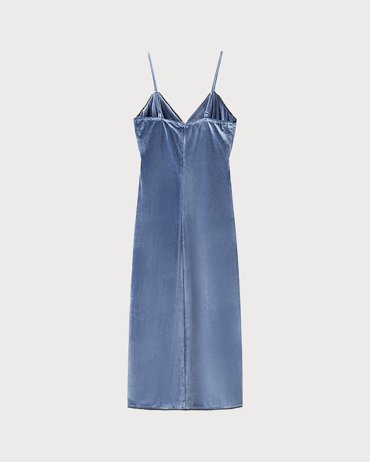 SALE | Blue Velvet Slip Midi Dress