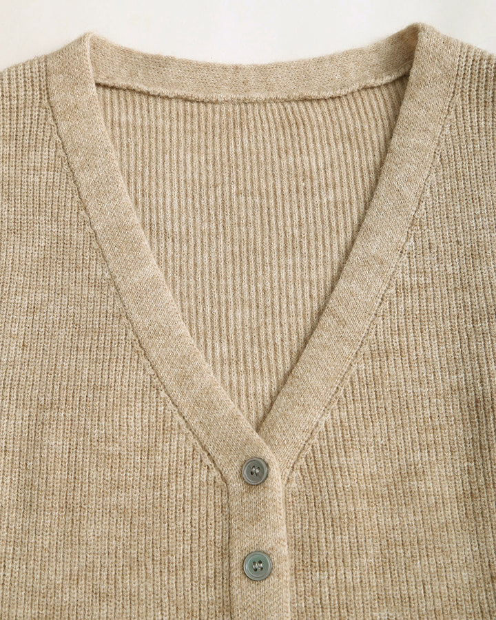 SALE | Khaki V Neck Button Knit Cardigan