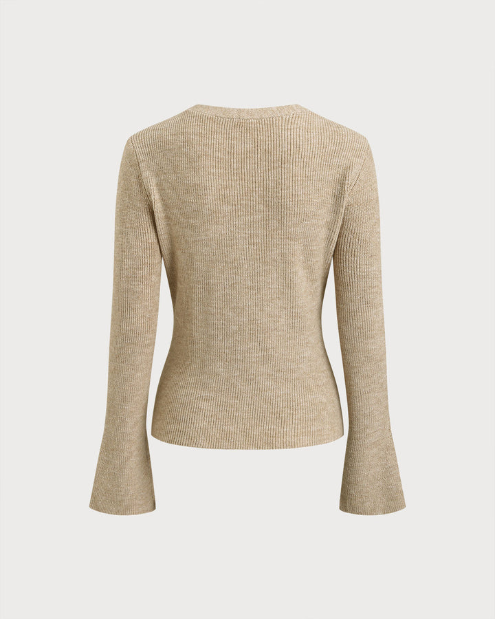 SALE | Khaki V Neck Button Knit Cardigan