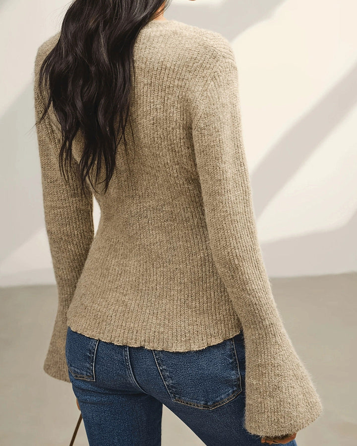 SALE | Khaki V Neck Button Knit Cardigan