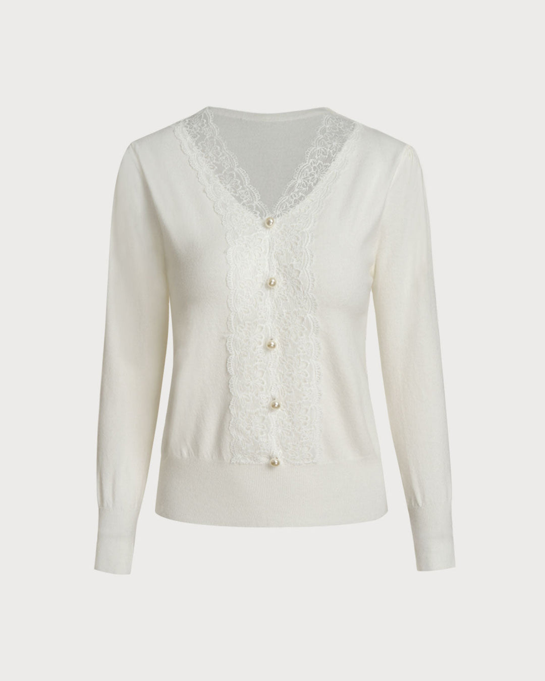 SALE | White V Neck Pearl Button Sweater