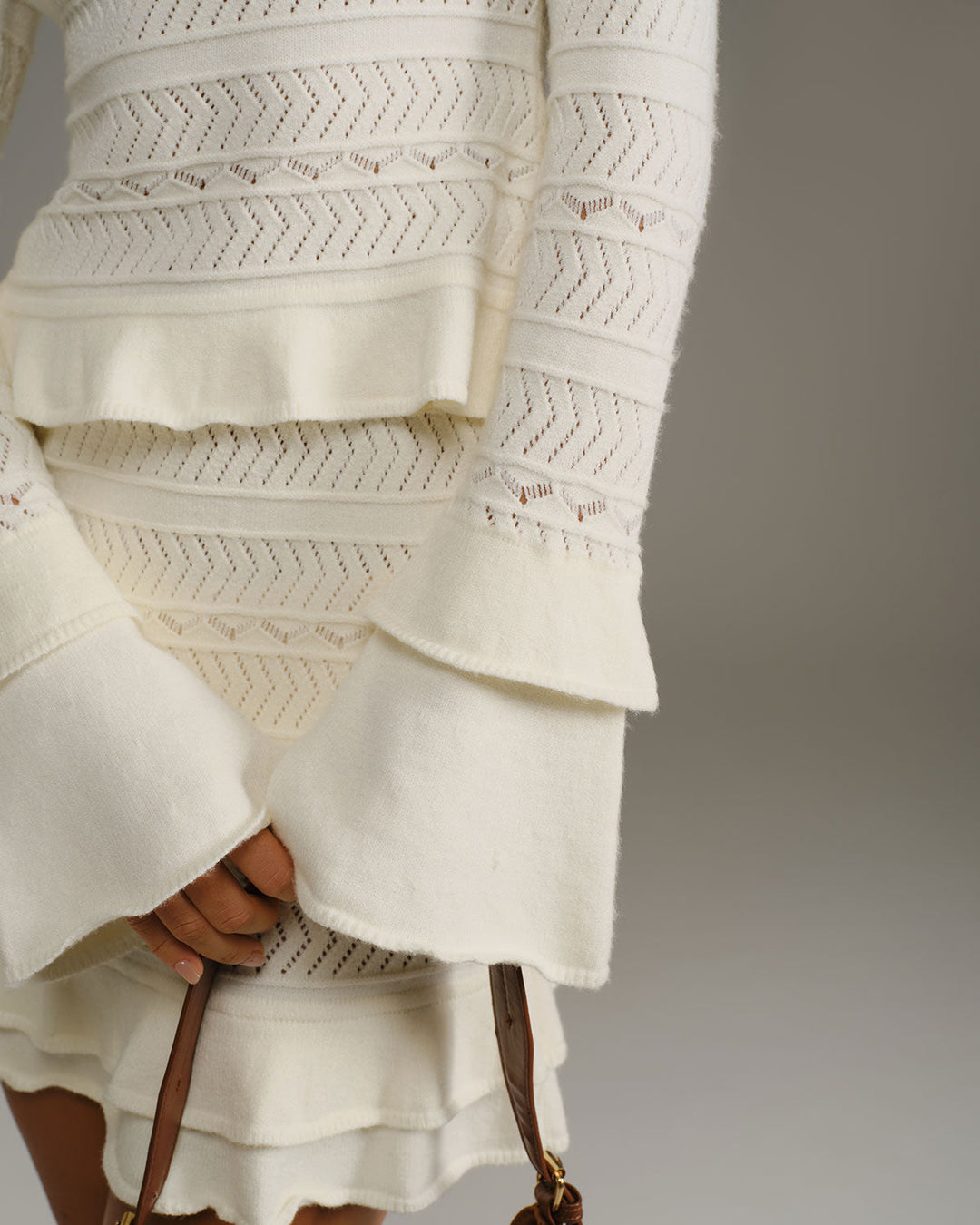 SALE | Beige Ruffle Bell Sleeve Tee