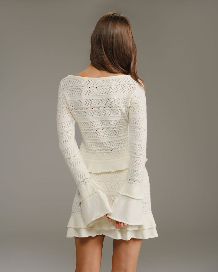 SALE | Beige Ruffle Bell Sleeve Tee