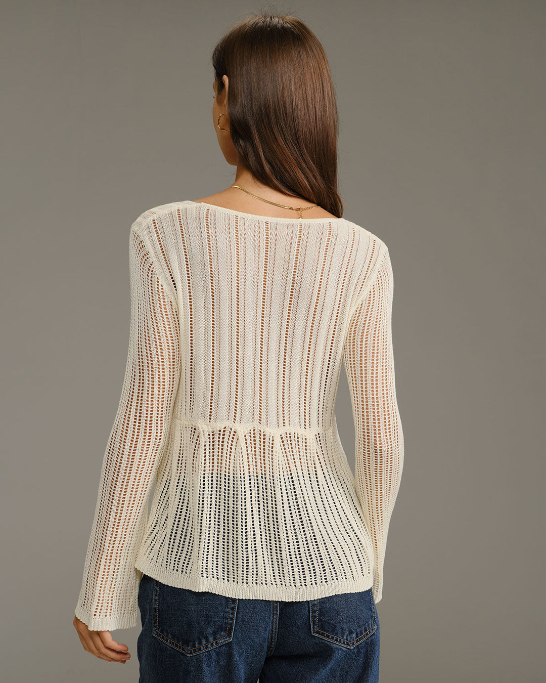 SALE | Beige V Neck Bell Sleeve Cardigan
