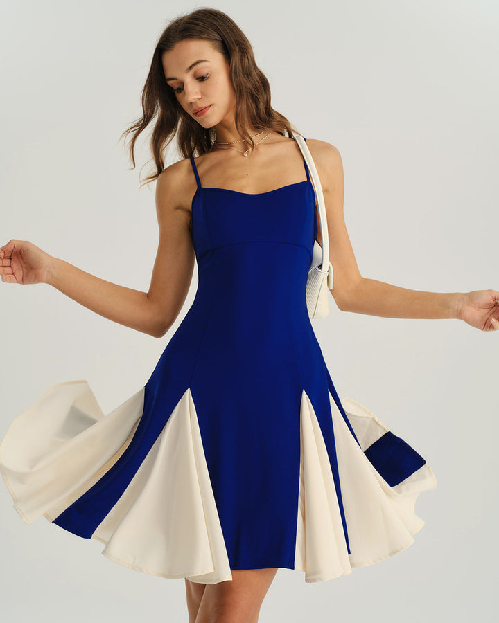 SALE | Navy Contrasting A-Line Slip Mini Dress