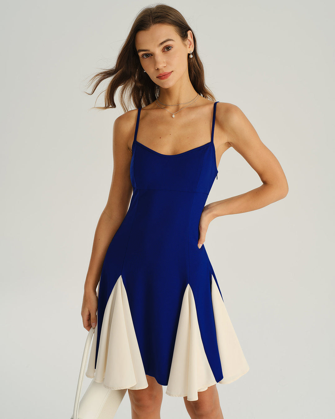 SALE | Navy Contrasting A-Line Slip Mini Dress