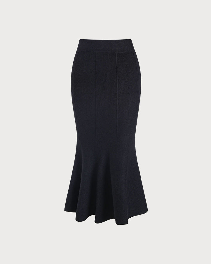 SALE | Black Natural Waisted Mermaid Midi Skirt
