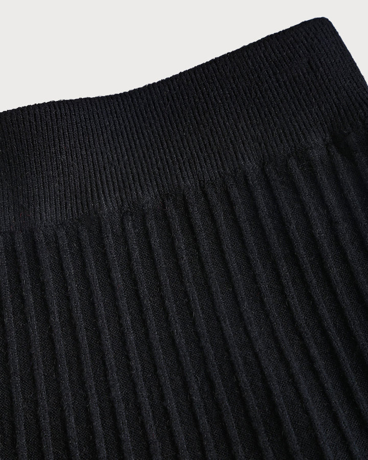 SALE | Black Natural Waisted A-Line Midi Skirt