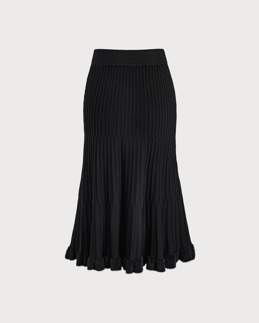 SALE | Black Natural Waisted A-Line Midi Skirt