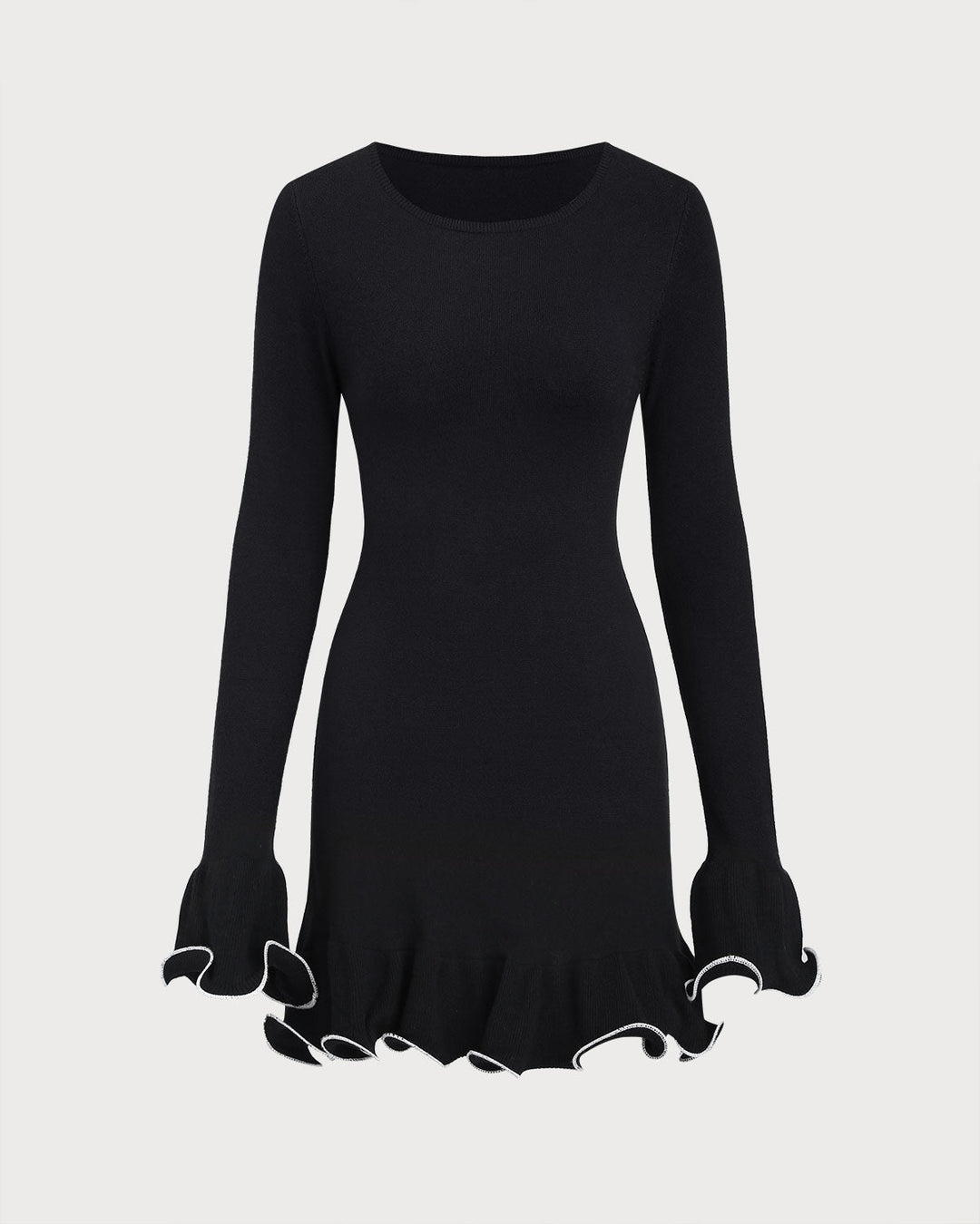 SALE | Black Contrasting Bell Sleeve Sweater Dress