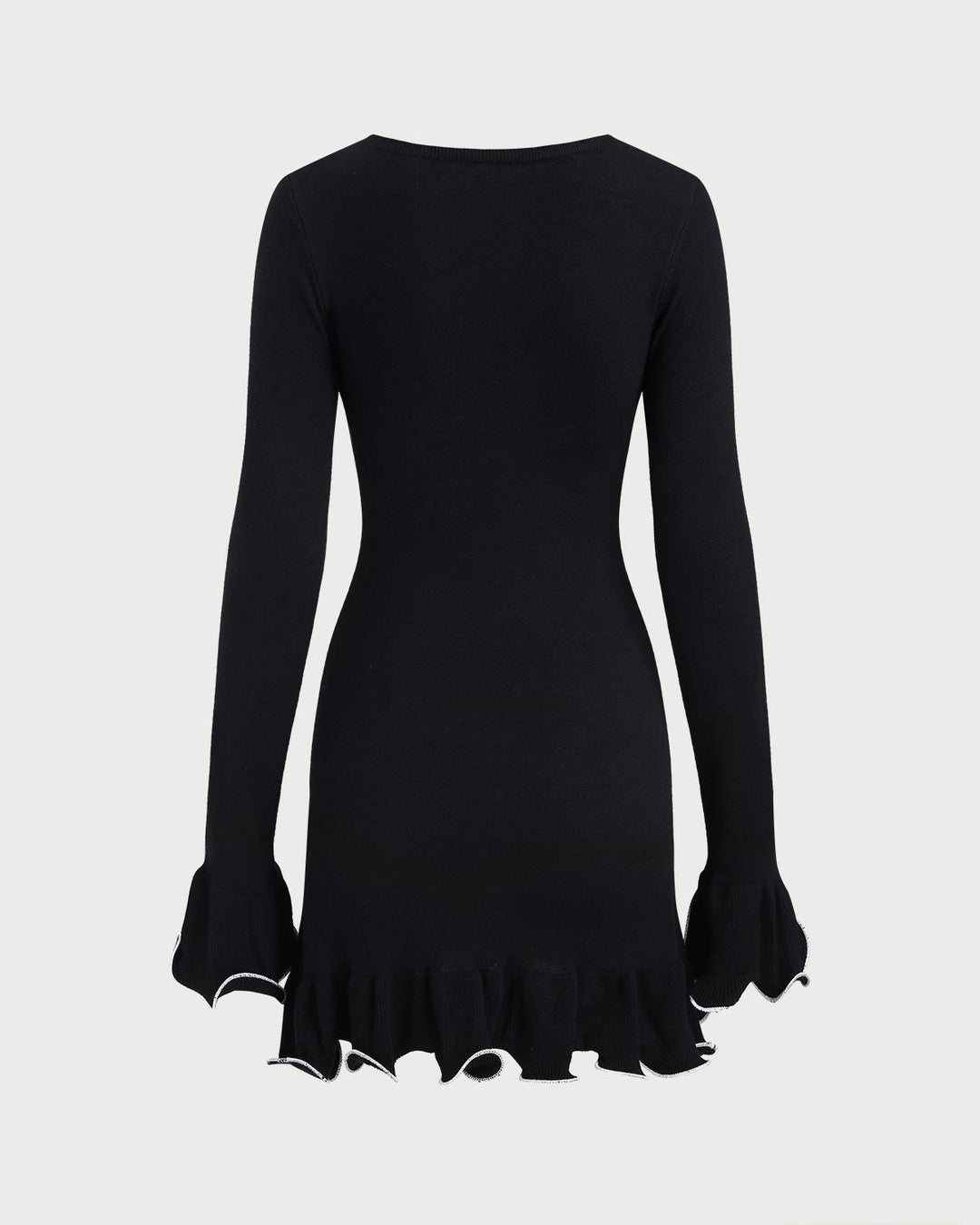 SALE | Black Contrasting Bell Sleeve Sweater Dress