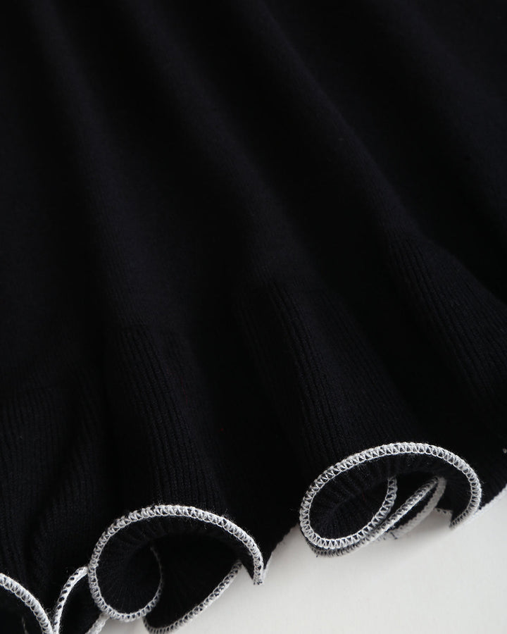SALE | Black Contrasting Bell Sleeve Sweater Dress