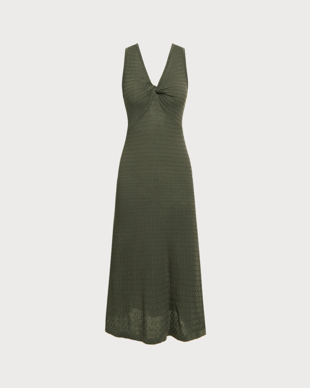 SALE | Army Green V Neck Sleeveless Sweater Dress