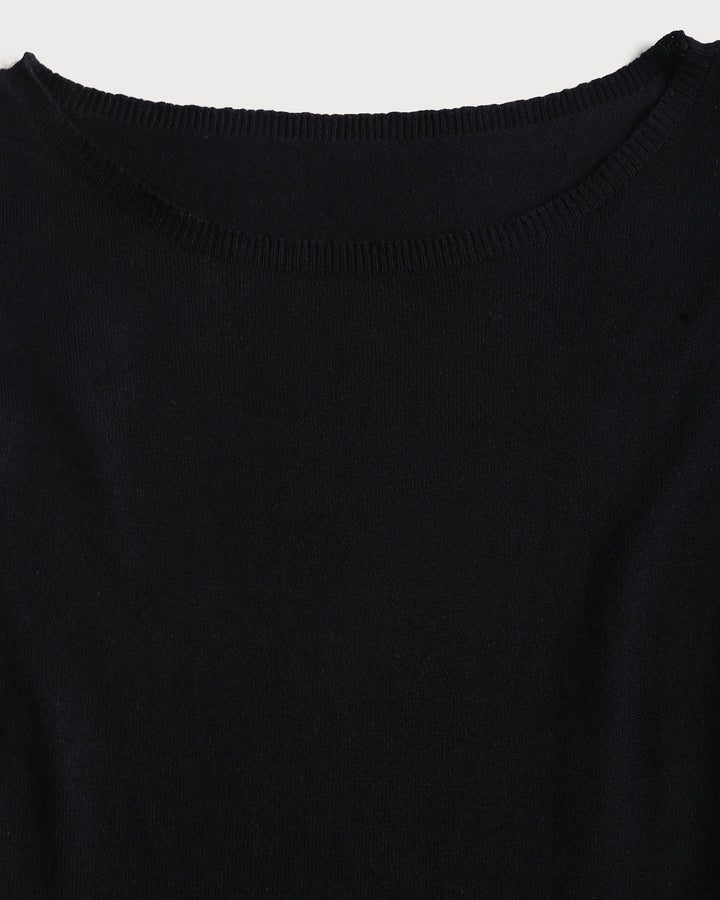 SALE | Black Contrasting Bell Sleeve Sweater Dress