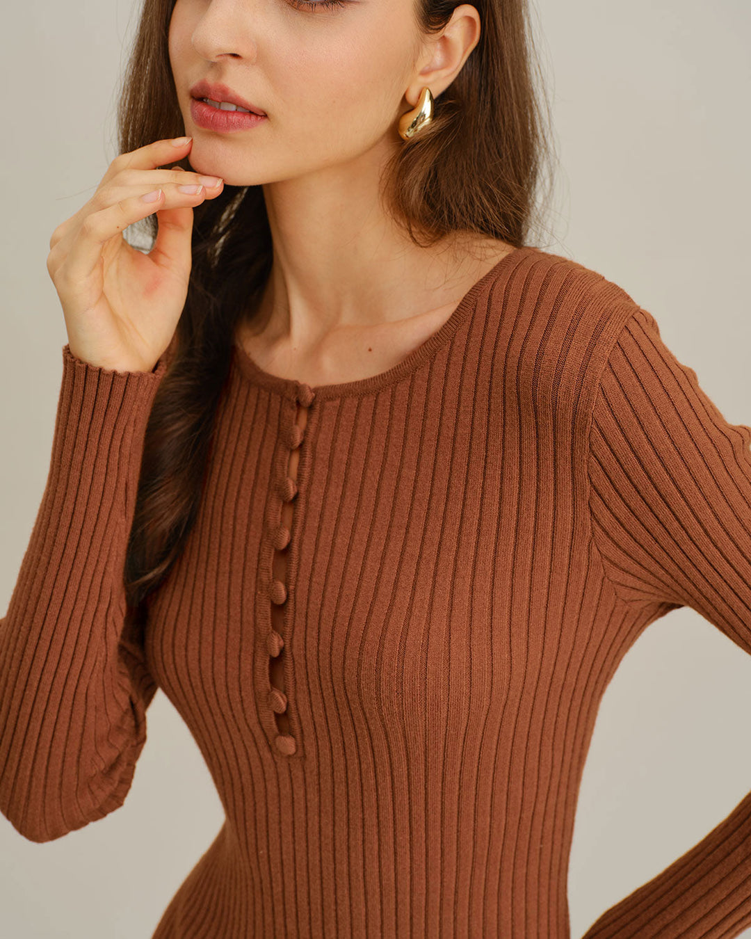 SALE | Caramel Bodycon Sweater Dress