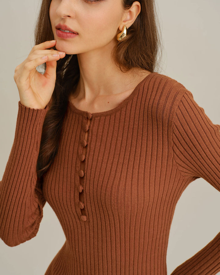 SALE | Caramel Bodycon Sweater Dress