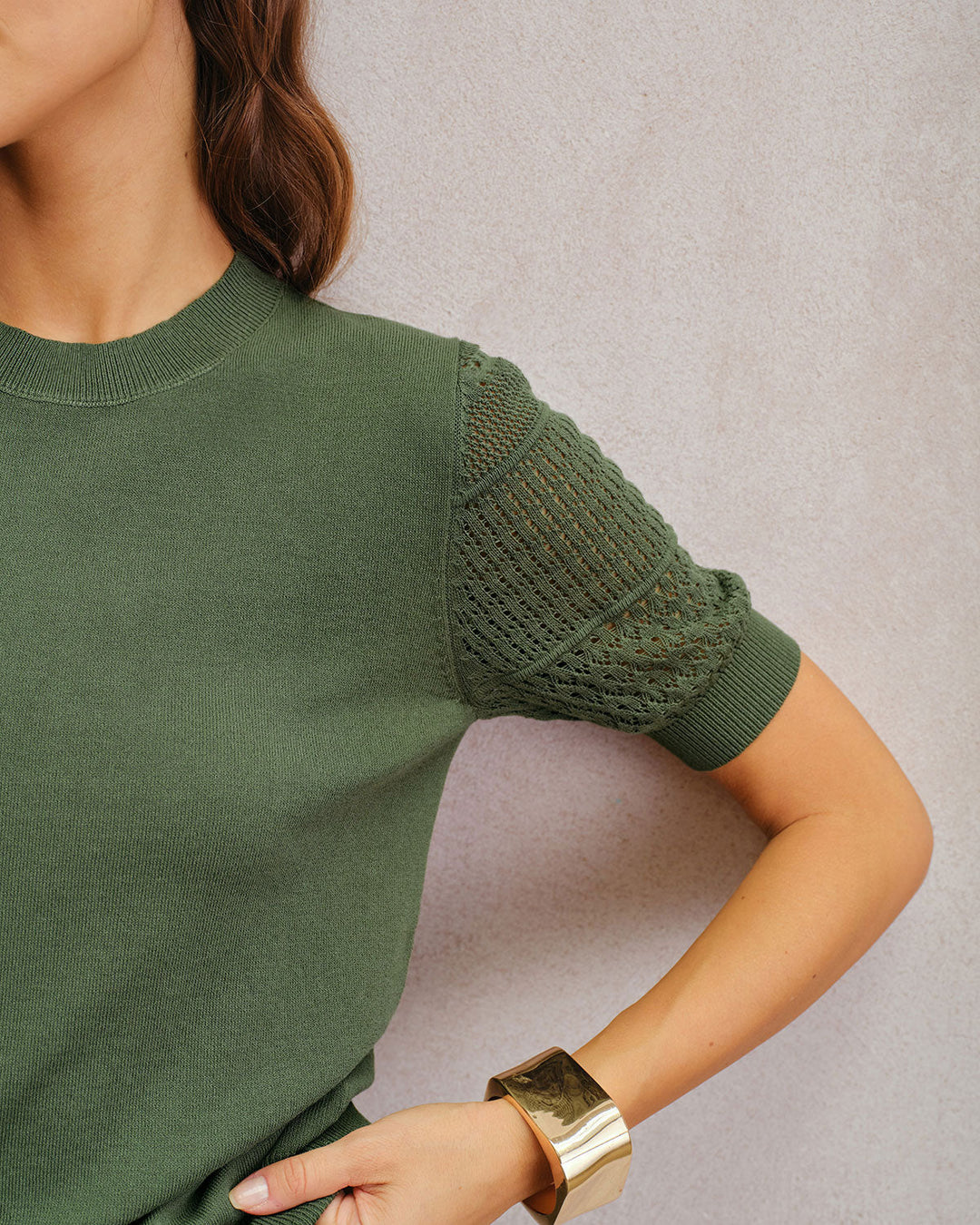 SALE | Green Round Neck Knit Tee