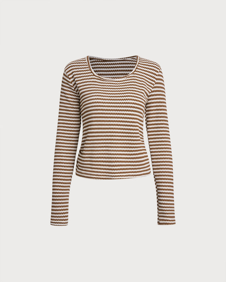 SALE | Brown Striped Casual Tee