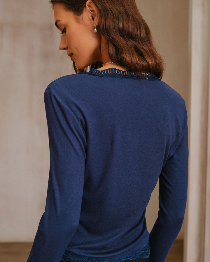 SALE | Navy Square Neck Bell Sleeve Tee