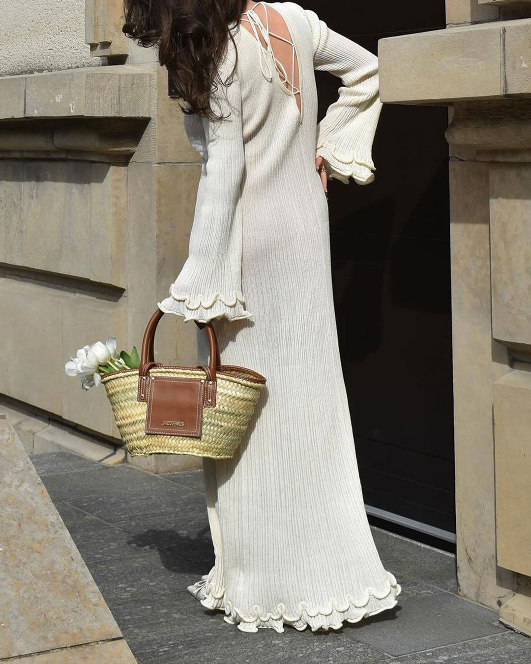 SALE | White Bell Sleeve Bodycon Sweater Dress